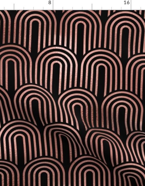 Copper Rose Gold and Black Art Deco Arches in Arches Fabric