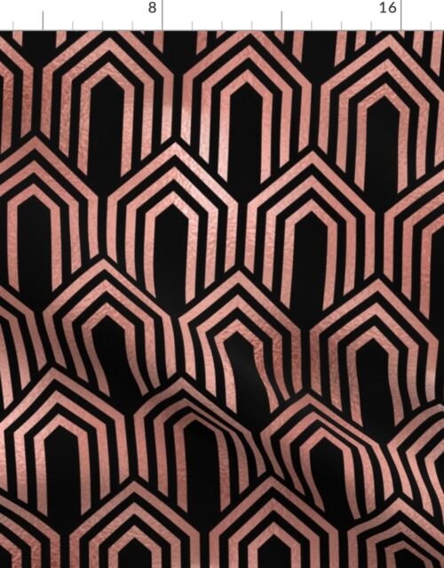 Copper Rose Gold and Black Art Deco Arches in Arches Fabric