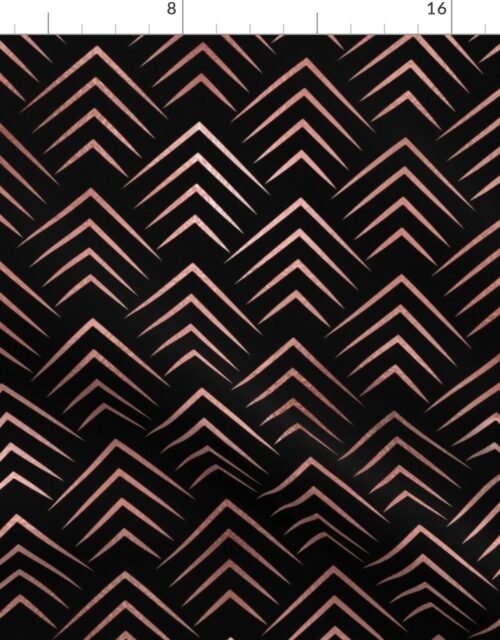 Copper Rose Gold and Black Art Deco Jumbo Chevrons Fabric
