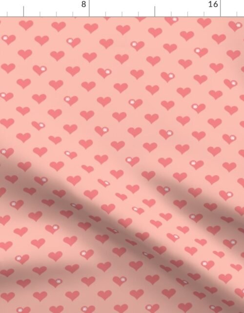 Coral Pink Aloha Love Hearts on Pink Fabric
