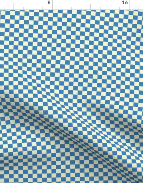 Cornflower Blue and Cream Checkerboard Squares Fabric