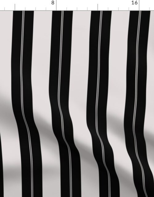 Cream White and Jet Black Cabana Beach Lined Stripes Fabric
