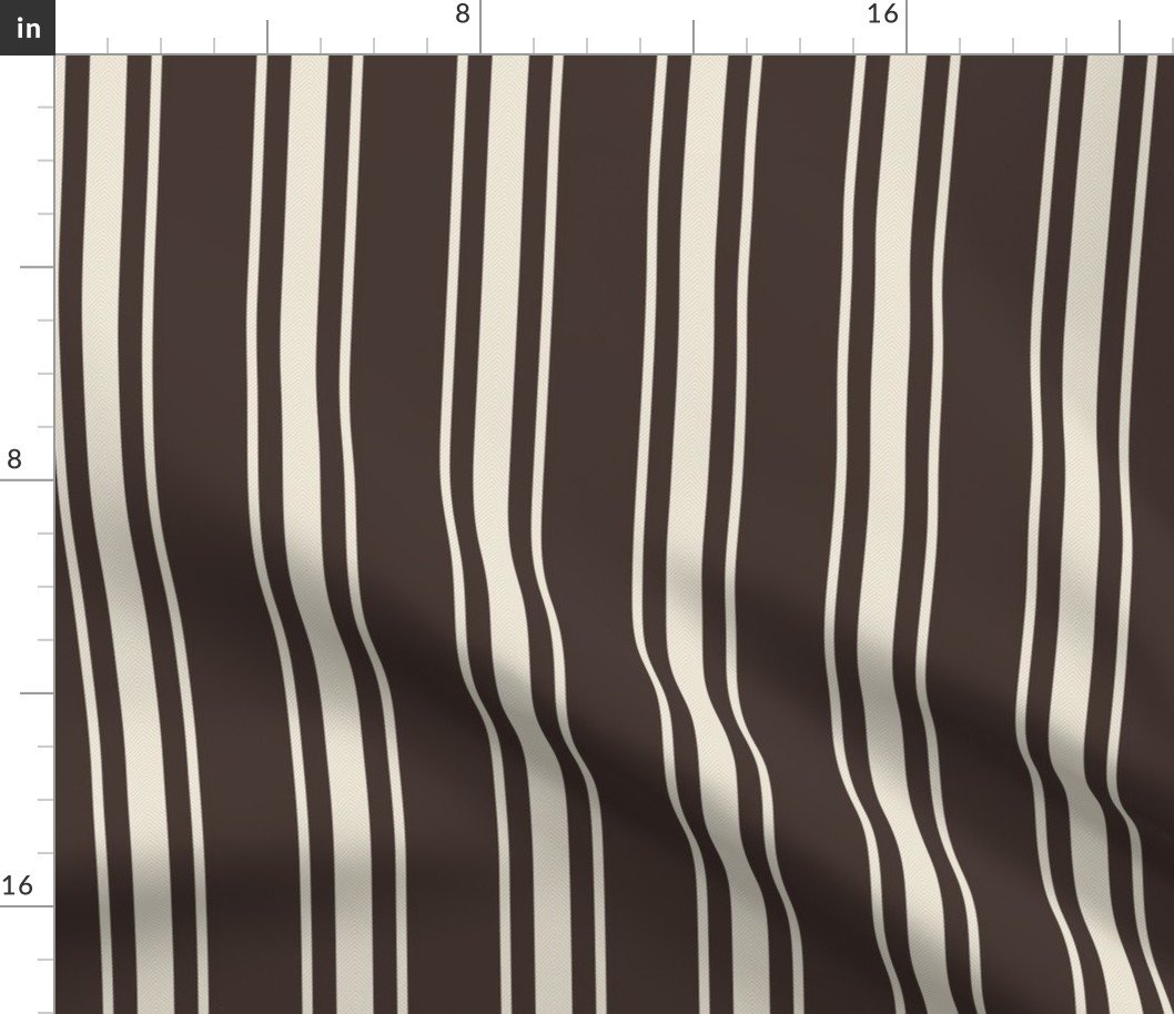 Cream on Chocolate French Provincial Mattress Ticking Fabric Cream on Chocolate French Provincial Mattress Ticking Fabric