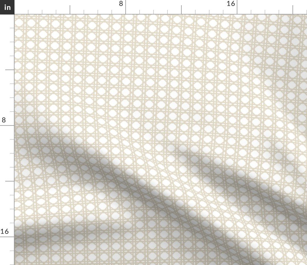 Cream on White Rattan Caning Pattern Fabric Cream on White Rattan Caning Pattern Fabric