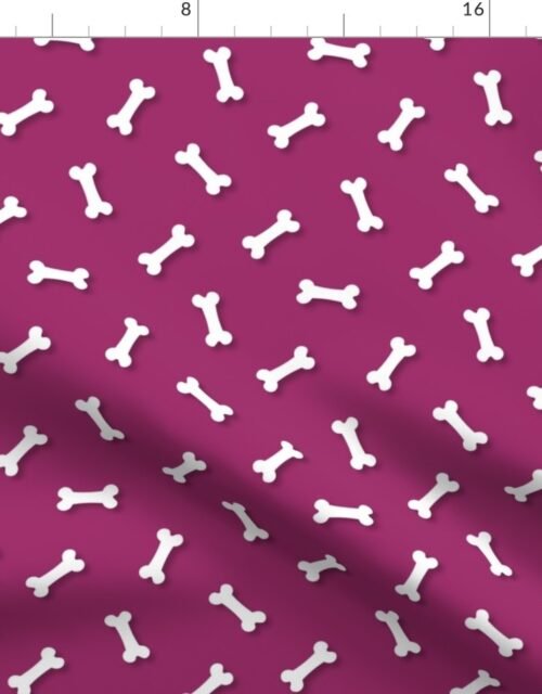 Cute White 3D  Cartoon Dog Bones On Berry  Background Fabric