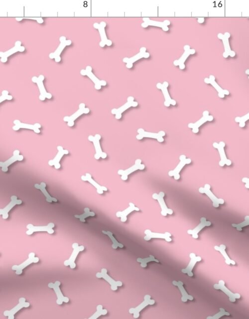 Cute White 3D  Cartoon Dog Bones On Cotton Candy Background Fabric