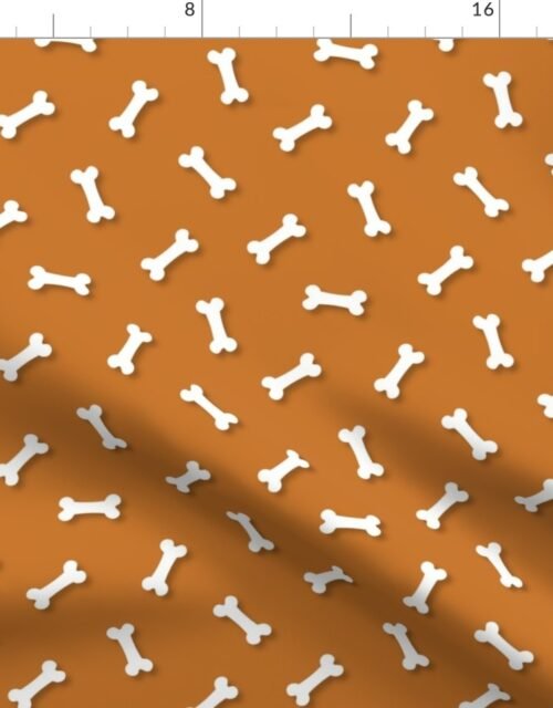 Cute White 3D  Cartoon Dog Bones On Desert Sun Background Fabric