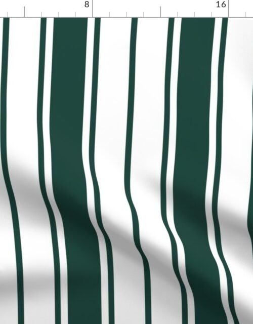 Cypress Green and White Vertical French Stripe Fabric