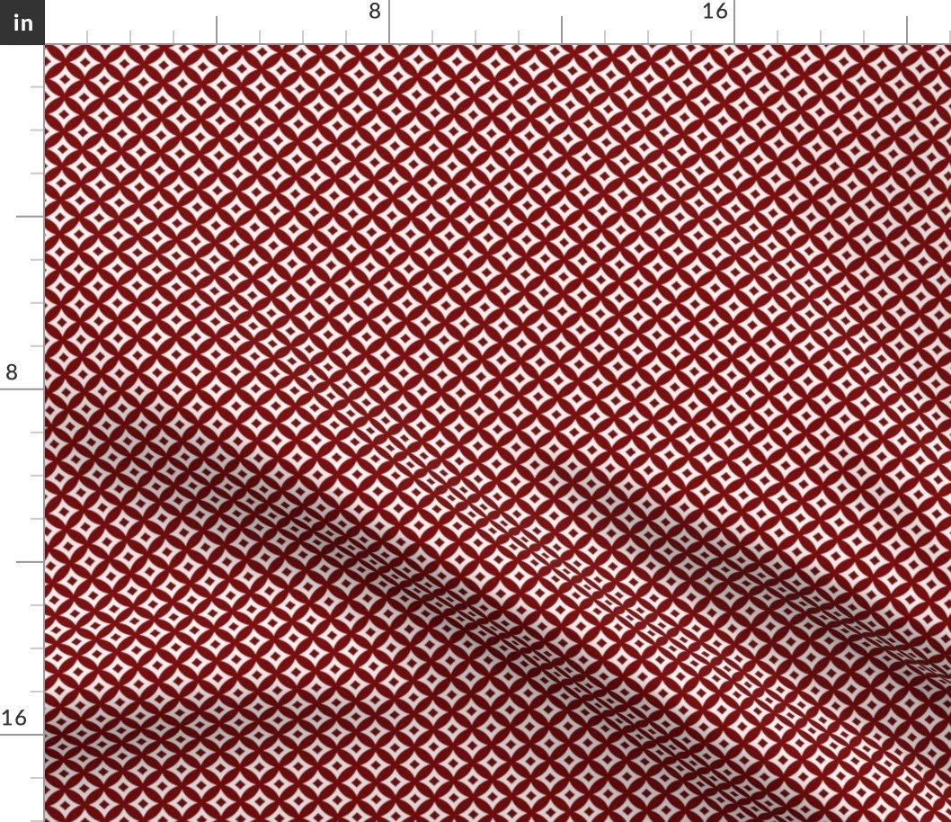 Dark Christmas Candy Apple Red and White Cross-Hatch Astroid Grid Pattern Fabric Dark Christmas Candy Apple Red and White Cross-Hatch Astroid Grid Pattern Fabric