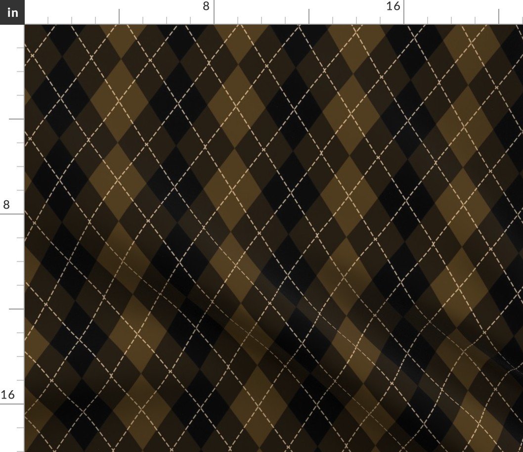 Dark Coffee Argyle Diamond Check Fabric Dark Coffee Argyle Diamond Check Fabric