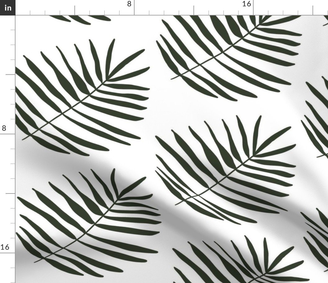 Dark Green Tropical Palm Fan Leaf Fabric Dark Green Tropical Palm Fan Leaf Fabric
