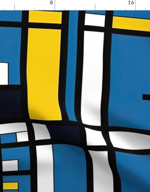 De Stijl Geometric Color Pattern in Blue Fabric