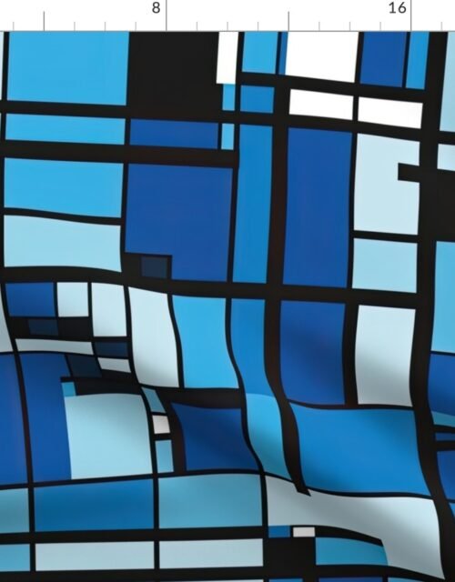 De Stijl Geometric Color Pattern in Blue Fabric