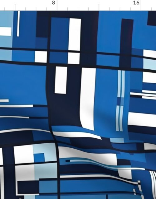 De Stijl Geometric Color Pattern in Blue Fabric
