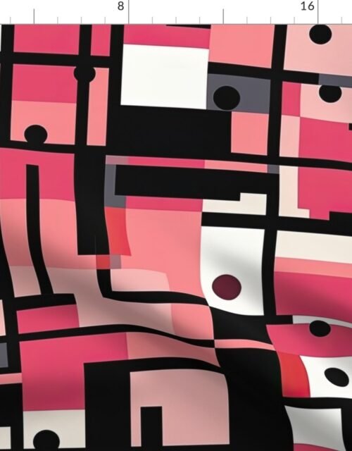 De Stijl Geometric Color Pattern in Pink Fabric