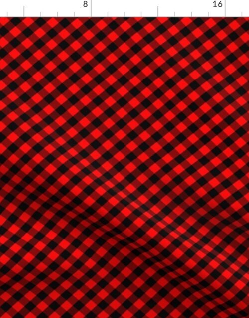 Diagonal Red and Black Mini 1/2 Inch Buffalo Checks Fabric