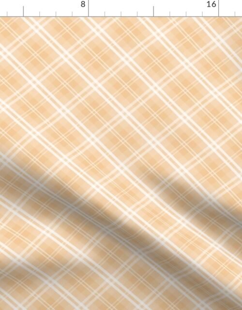 Diagonal Tartan Check Plaid in Pastel Peachy Orange with White Lines Fabric