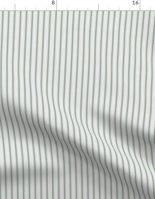 Distressed Vintage Fern Green Mattress Ticking with Half Inch Spacing Fabric