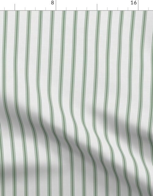 Distressed Vintage Fern Green Mattress Ticking with One Inch Spacing Fabric