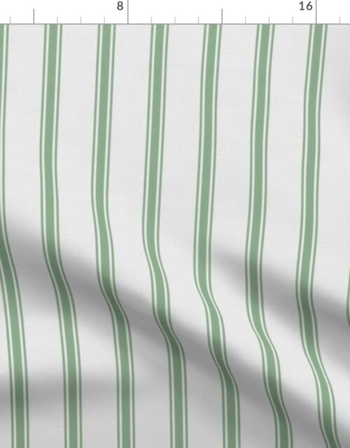 Distressed Vintage Fern Green Mattress Ticking with Two Inch Spacing Fabric