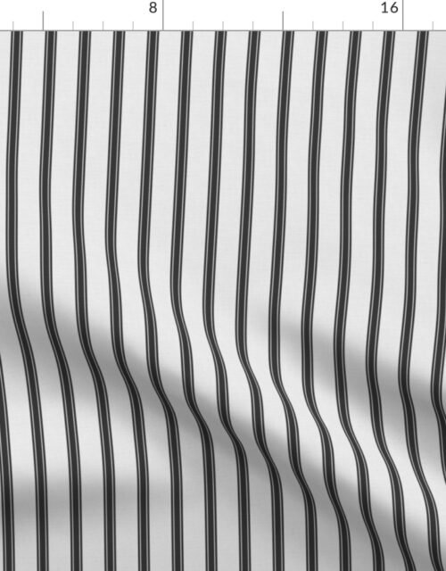 Distressed Vintage Jet Black Mattress Ticking with One Inch Spacing Fabric