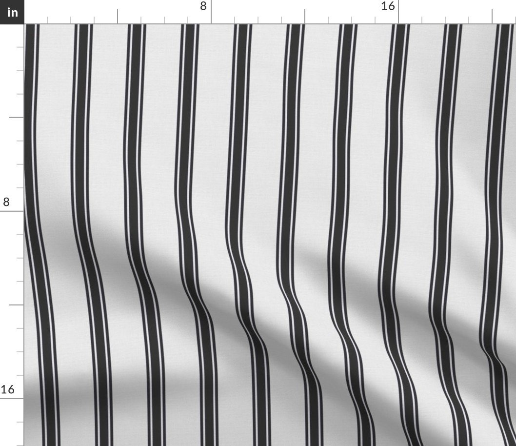Distressed Vintage Jet Black Mattress Ticking with Two Inch Spacing Fabric