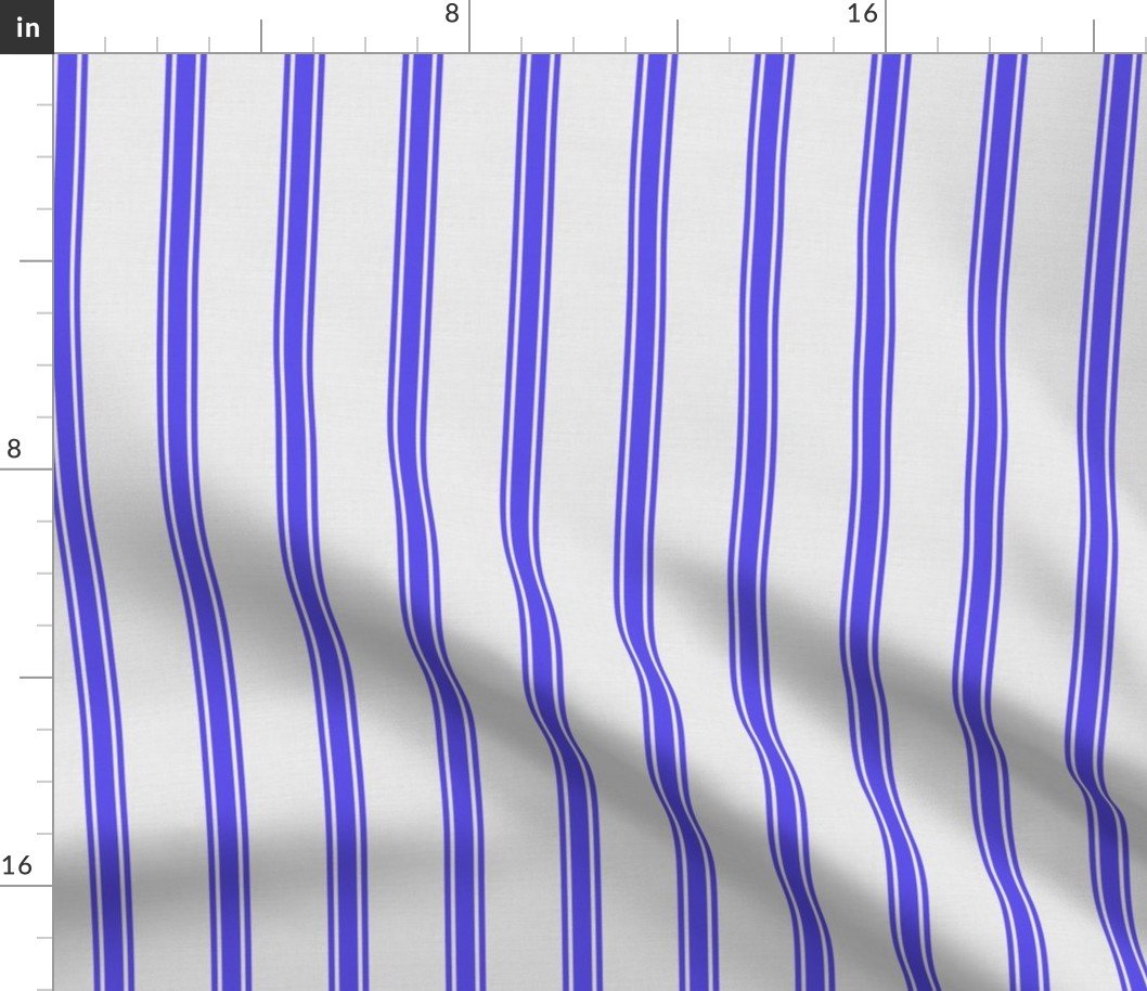 Distressed Vintage Royal Purple Mattress Ticking with Two Inch Spacing Fabric Distressed Vintage Royal Purple Mattress Ticking with Two Inch Spacing Fabric