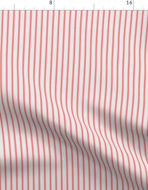 Distressed Vintage Scarlet Red Mattress Ticking with Half Inch Spacing Fabric