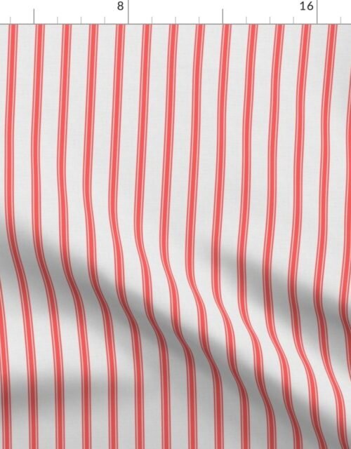 Distressed Vintage Scarlet Red Mattress Ticking with One Inch Spacing Fabric