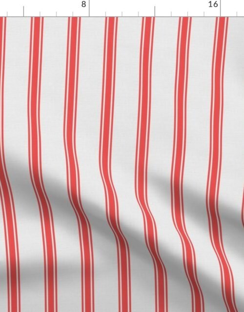 Distressed Vintage Scarlet Red Mattress Ticking with Two Inch Spacing Fabric