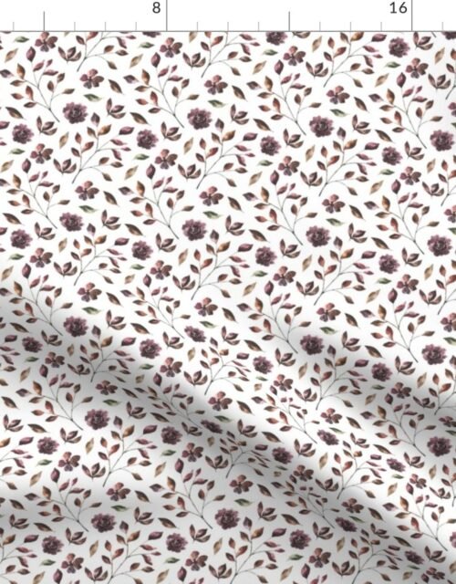 Ditsy Wine and Moss Flowers and Vines Fabric