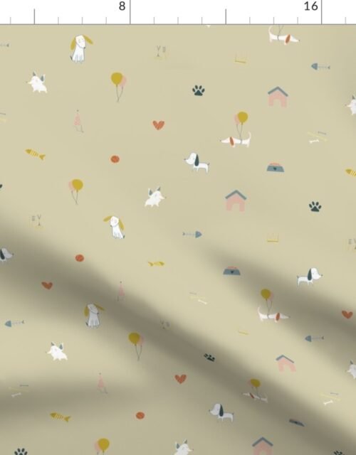 Doggy Icon 1 inch Motif Print on Beige Fabric