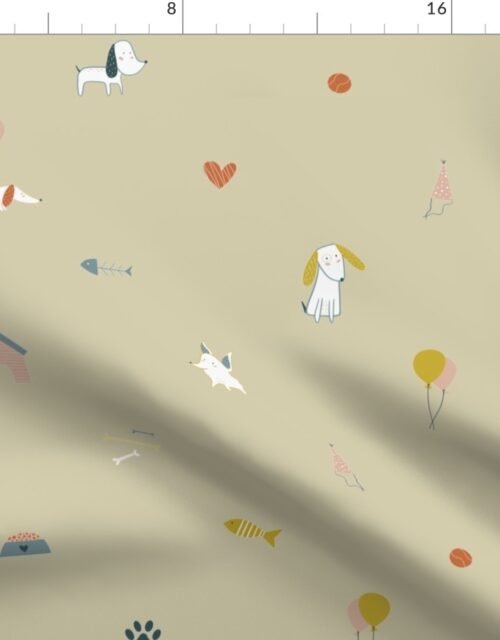 Doggy Icon 2 inch Motif Print on Beige Fabric