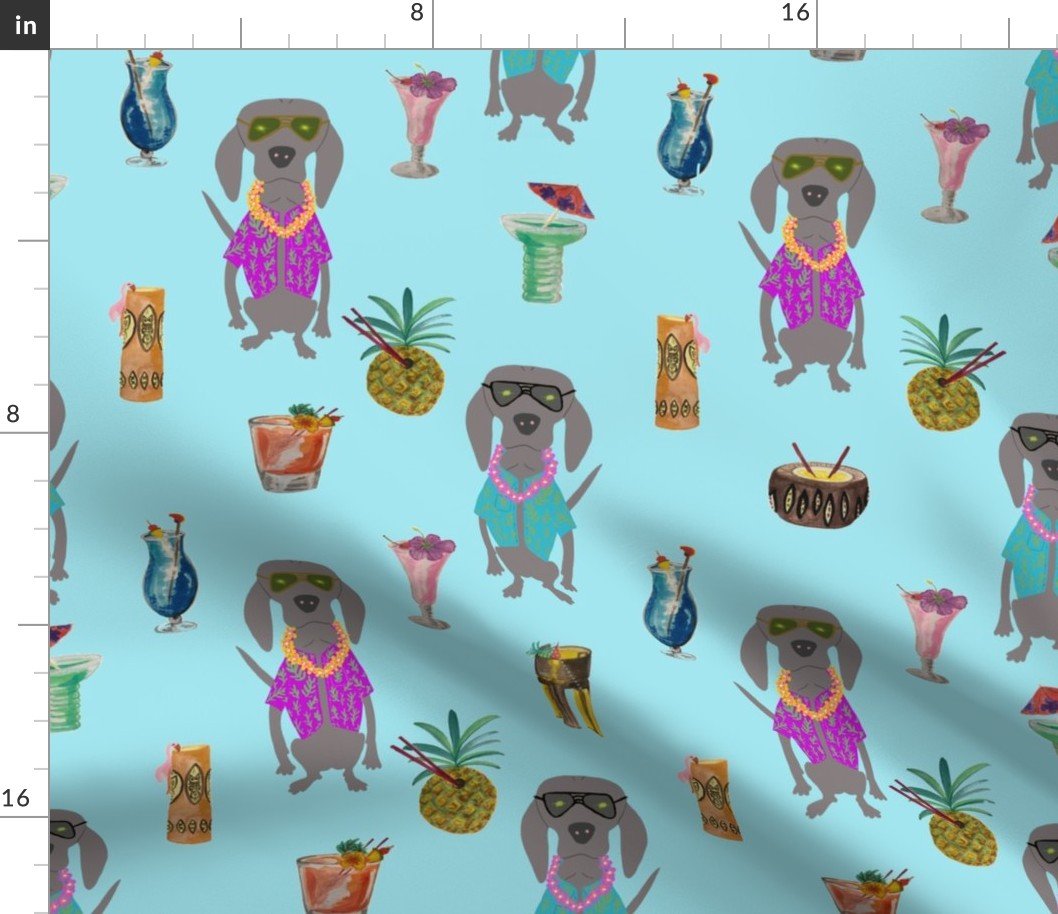 Dogs at Tiki Bar Fabric Dogs at Tiki Bar Fabric