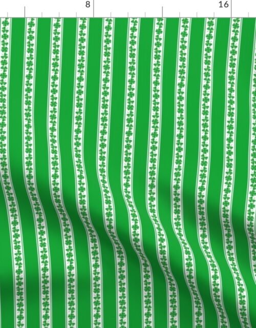 Double Striped Green St. Patricks 3 and 4-Leafed Shamrocks in Kelly Green Fabric