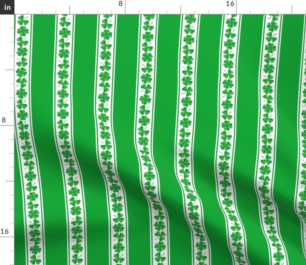 Double Striped St. Patricks 3 and 4-Leafed Shamrocks in Kelly Green Fabric Double Striped St. Patricks 3 and 4-Leafed Shamrocks in Kelly Green Fabric