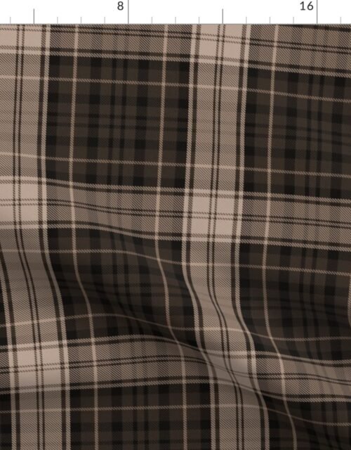 Dress Gordon Scottish Tartan Weave in Muted Faded Natural Brown Fabric