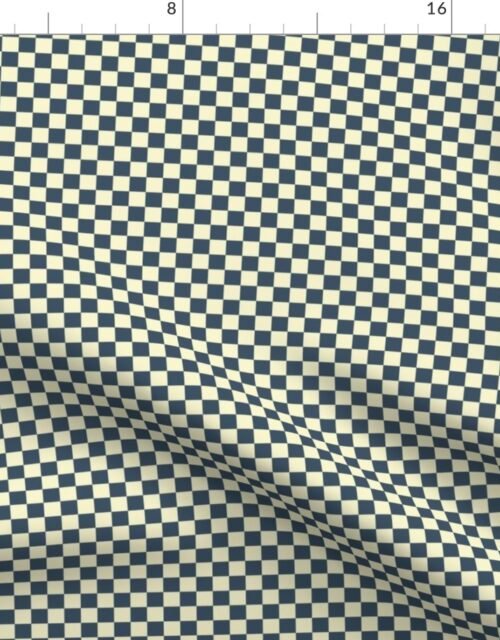 Dusky Blue and Cream Checkerboard Squares Fabric