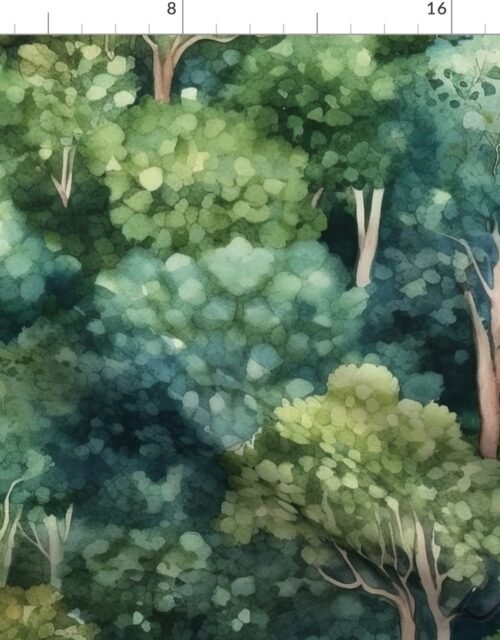 Endless Evergreen Dreamscape Trees in Watercolor Forest Fabric