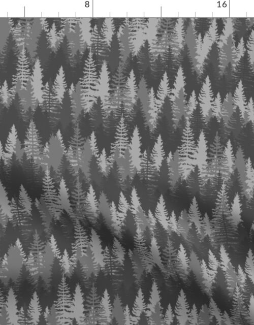 Endless Evergreen Forest with Fir Trees in Shades of Orange Fabric