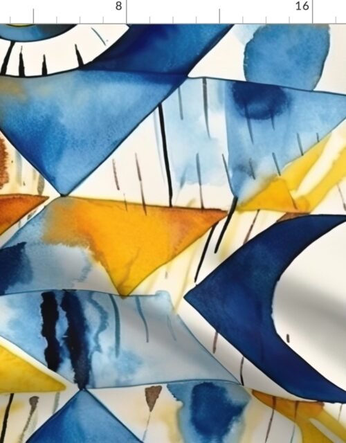 Evil_Eye in Geometric Pattern of Bright Colors Fabric