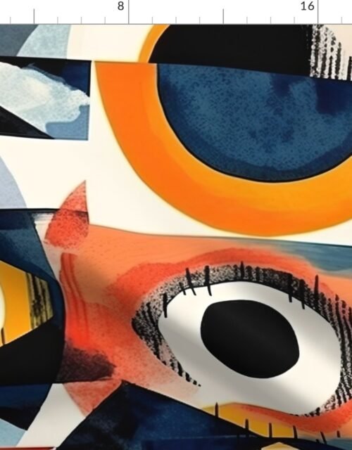 Evil_Eye in Geometric Pattern of Bright Colors Fabric