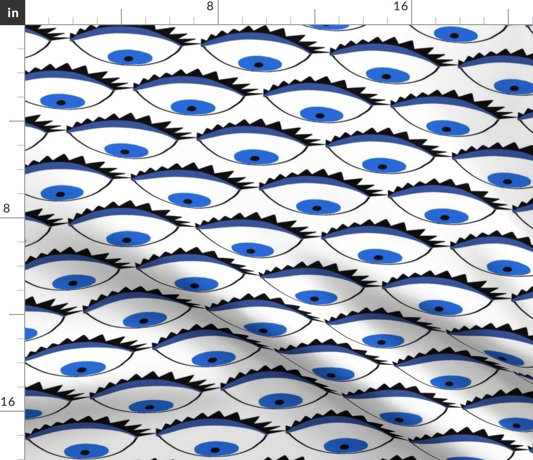 Evil Eyes in Cobalt Blue Fabric Evil Eyes in Cobalt Blue Fabric