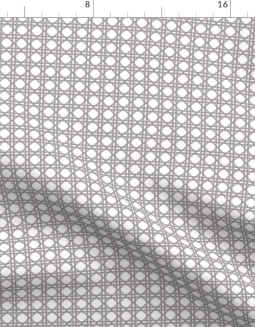 Fawn  on White Rattan Caning Pattern Fabric