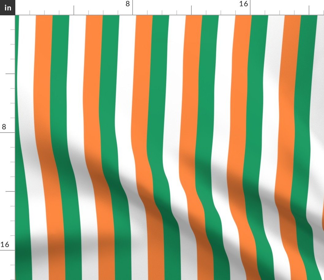 Flag of Ireland Vertical Green White and Orange Stripes 1 inch stripes Fabric
