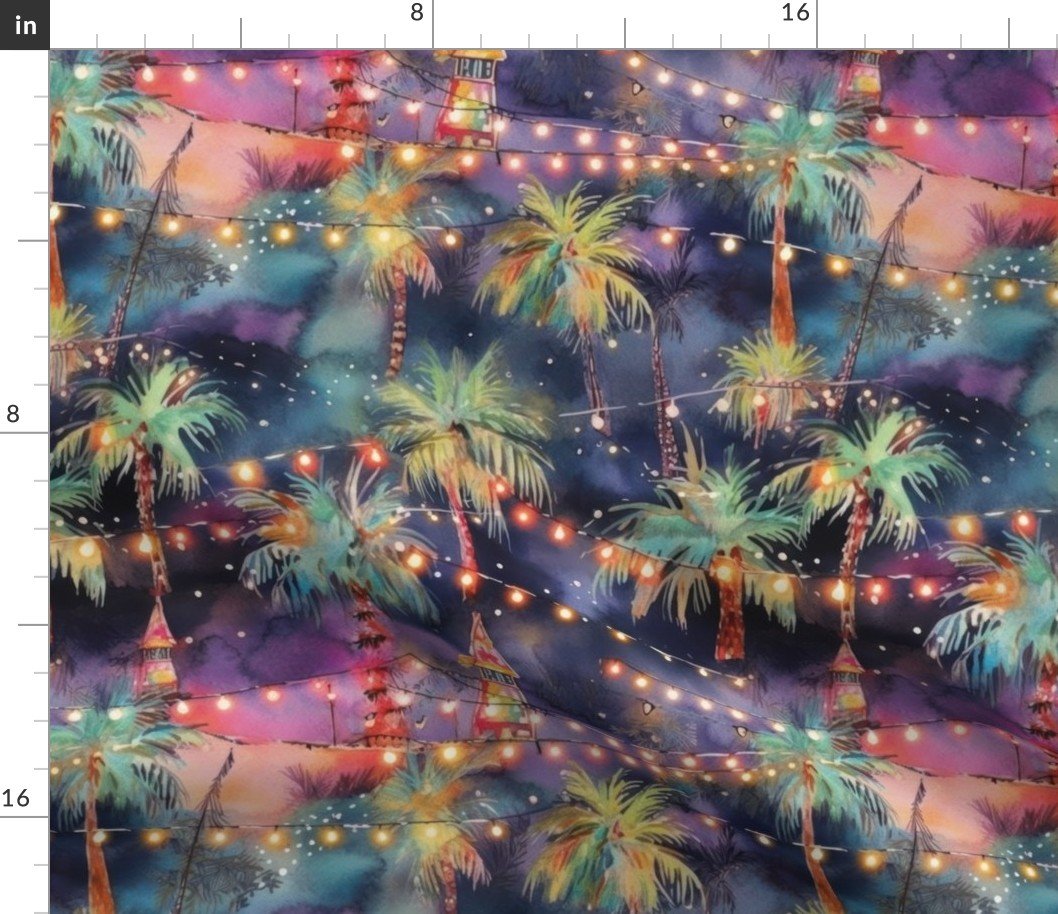 Florida Christmas Party Watercolor Fabric Florida Christmas Party Watercolor Fabric