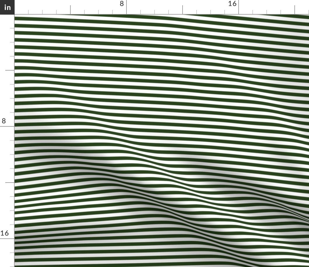 Forest Green and White ¼ inch Sailor Horizontal Stripes Fabric