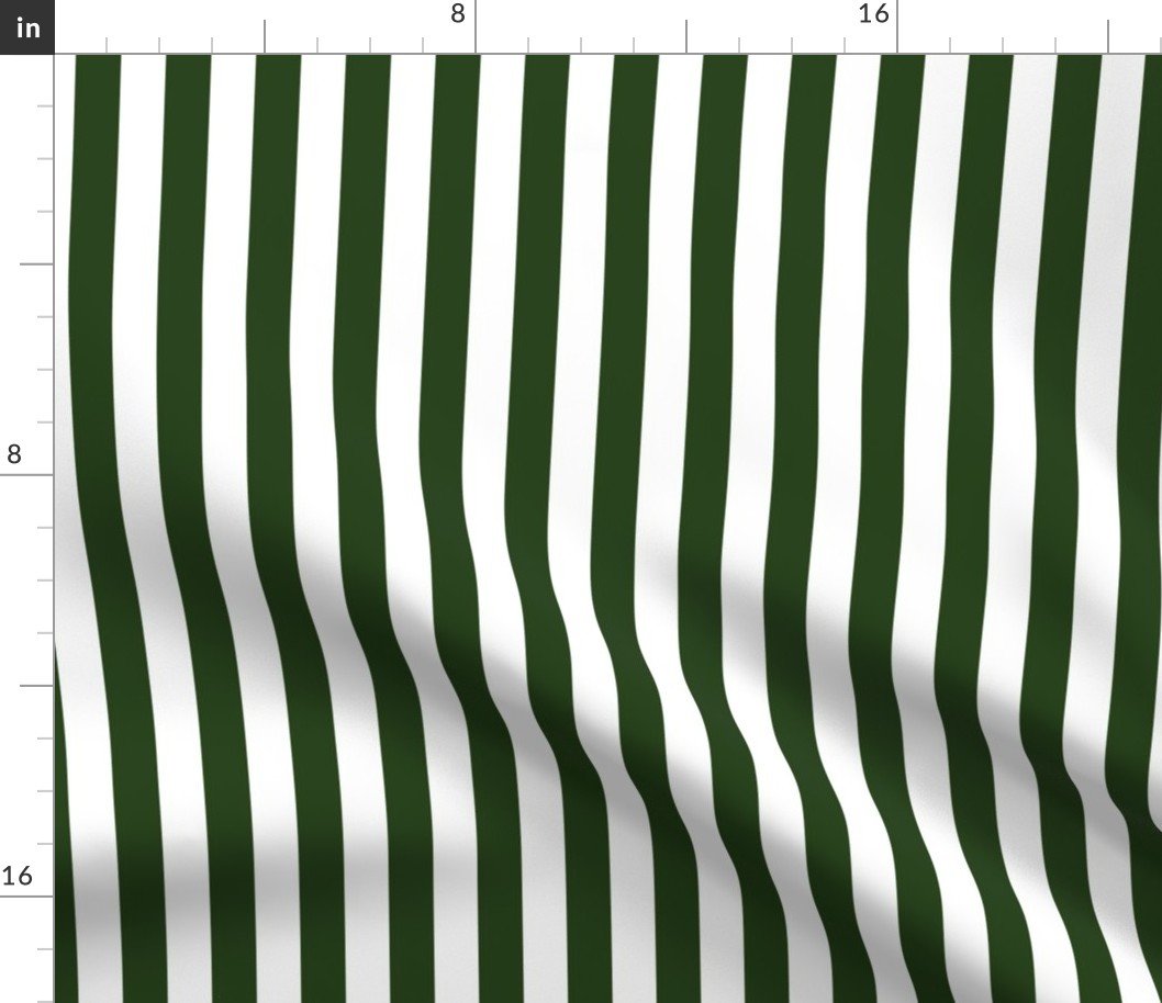 Forest Green and White ¾ inch Deck Chair Vertical Stripes Fabric Forest Green and White ¾ inch Deck Chair Vertical Stripes Fabric