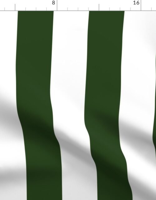 Forest Green and White Jumbo 3-inch Circus Big Top Vertical Stripes Fabric