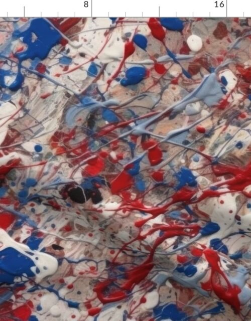 France Red White Blue Drip Paint Splatter Technique Fabric